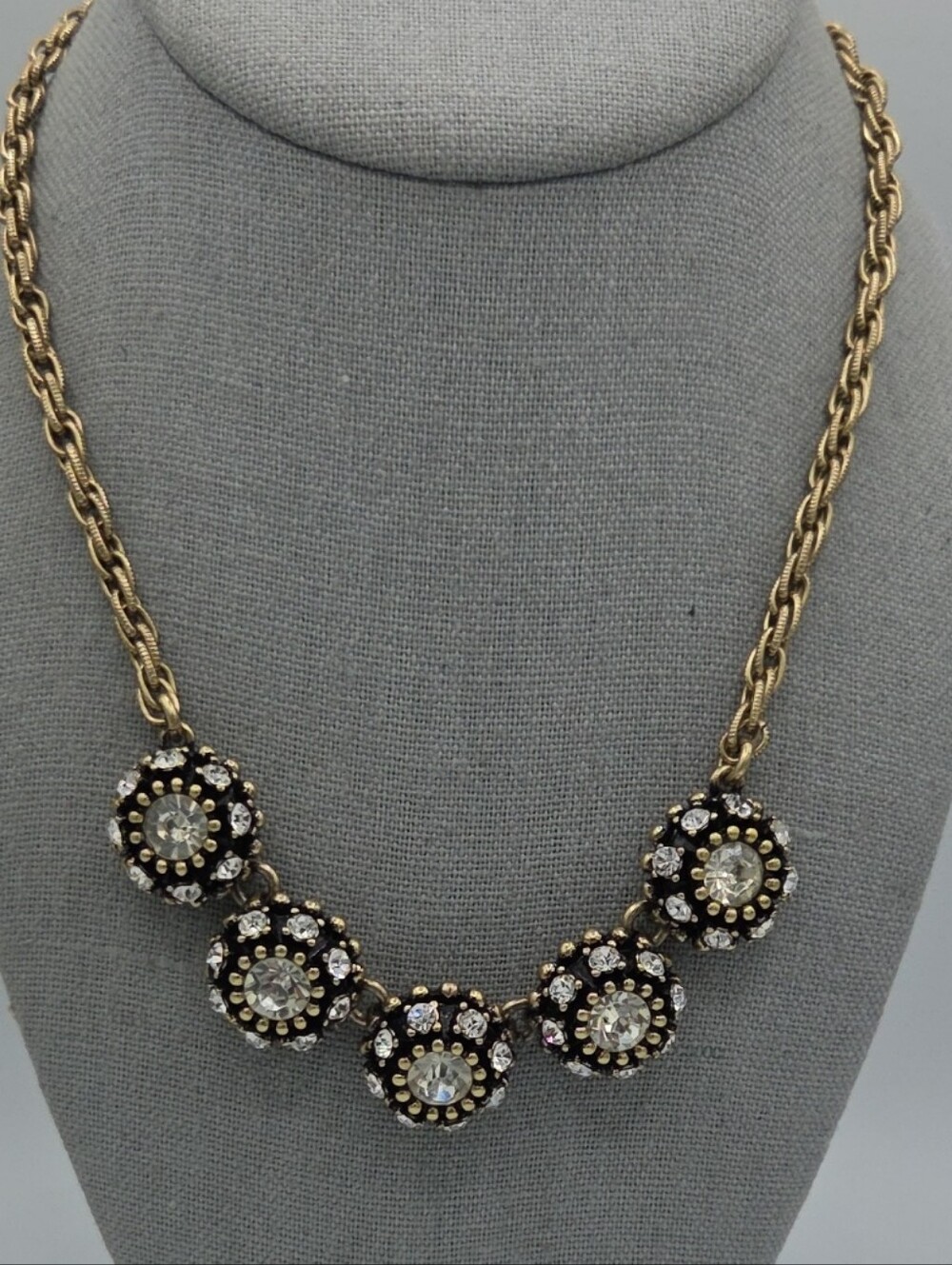 5 for $25! Banana Republic Classic Gold-Tone Crystal Cluster Necklace